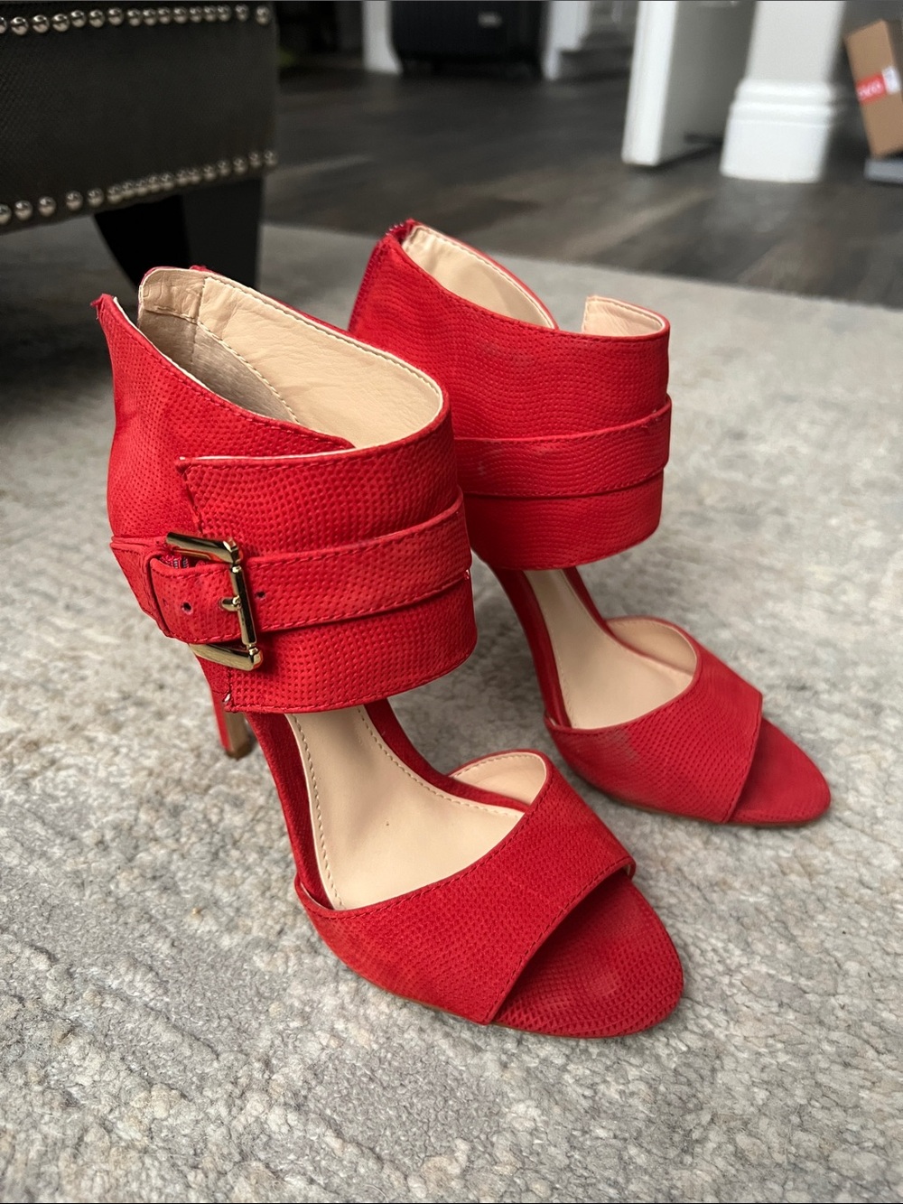 Peep-Toe Ankle-Cuff Stiletto Heels